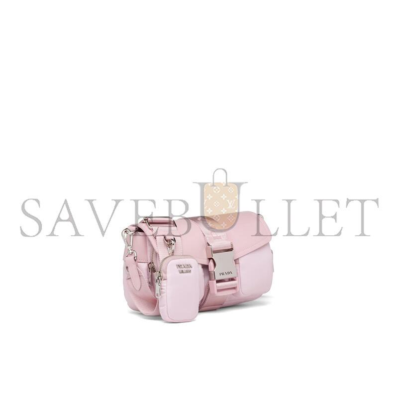 Pra*a nylon and glossed leather shoulder bag 1bd295 (23*12.5*5.5cm)